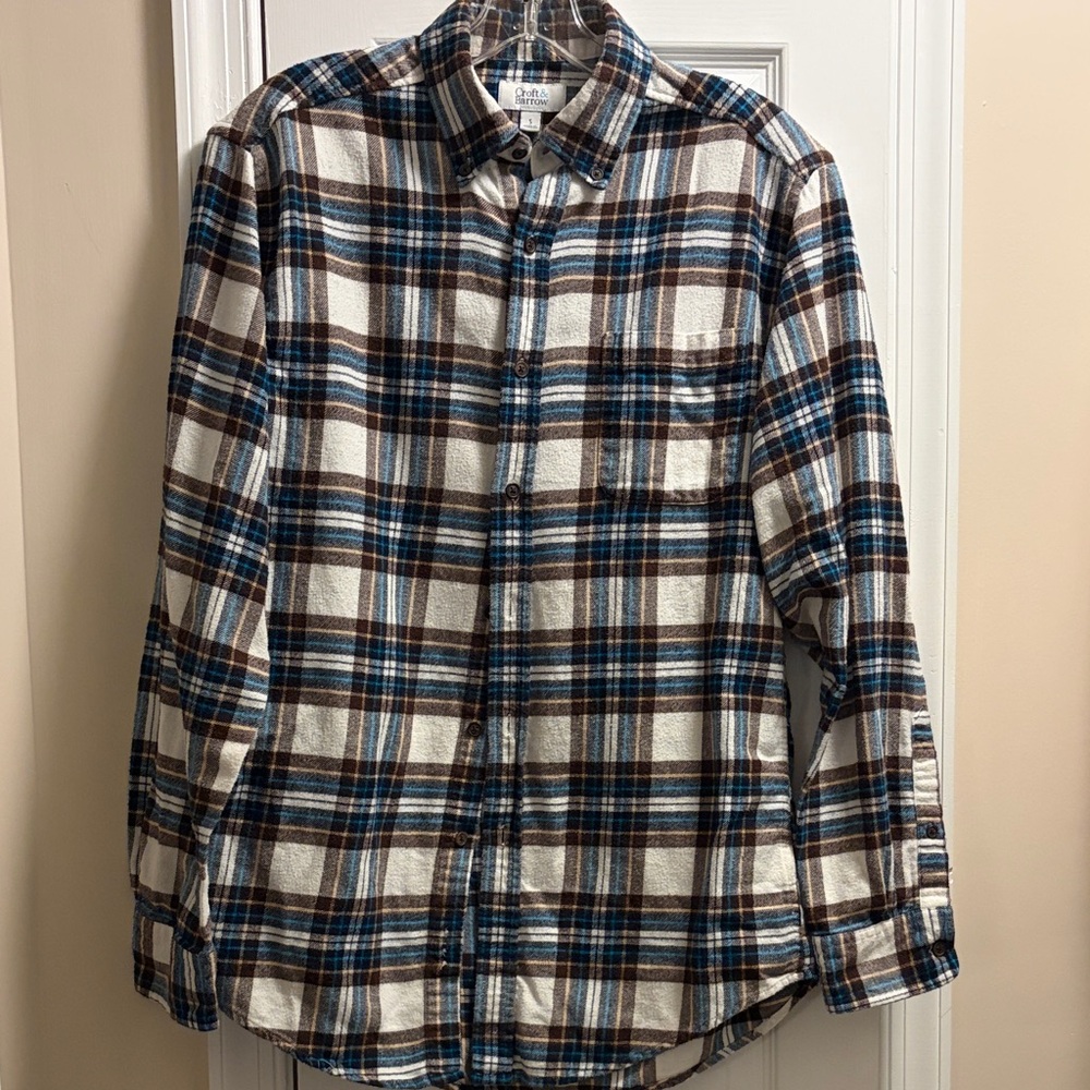 Croft & Barrow Flannel Blue and Brown Plaid Shirt